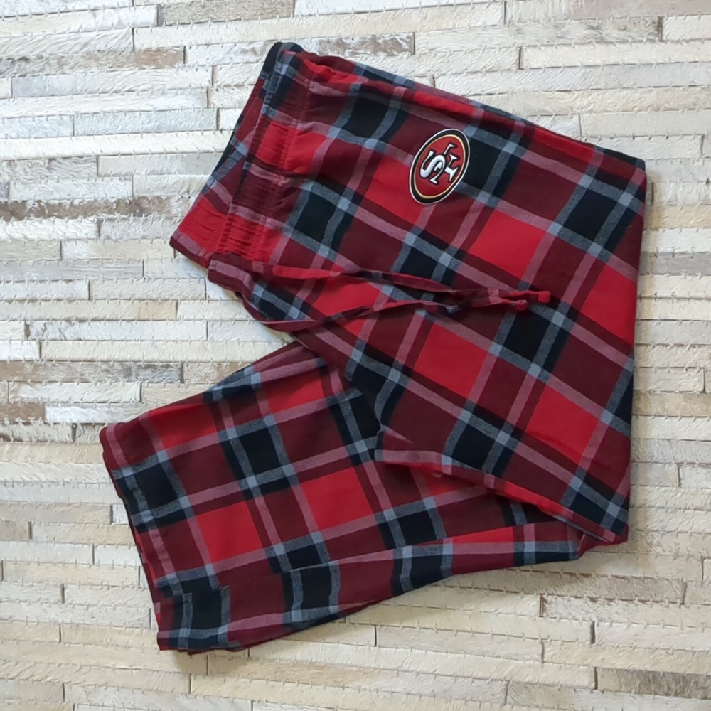 NFL Team Apparel Men's Size XL San Francisco 49ers Red Plaid Pajama Pants